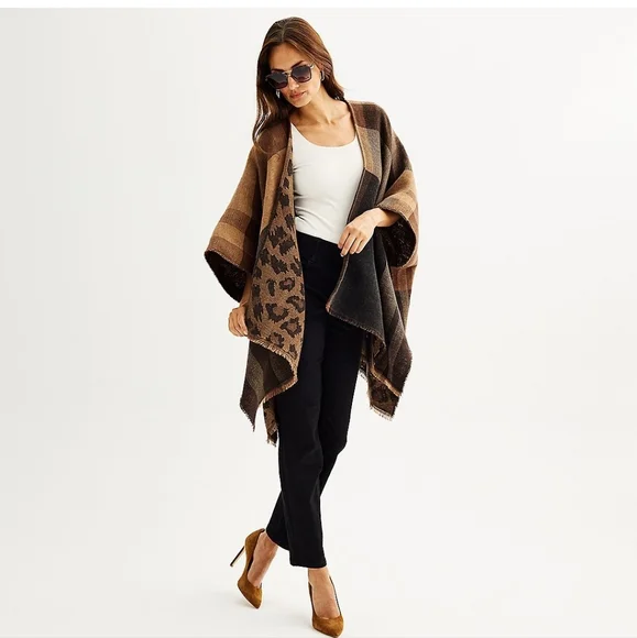 REVERSIBLE Poncho O/S fits most - Picture 4 of 8